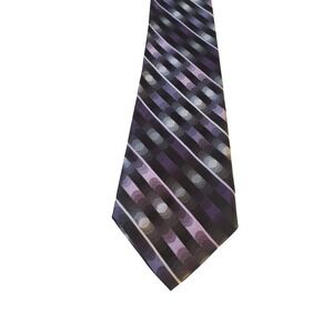 Arrow Neck Tie Mens Purple Gray Striped Dots Psychedelic‎ Business Suit Power